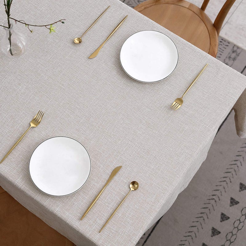 maxmill Flaxy Faux Linen Table Cloth with 2-Tone Slubby Texture Wrinkle Resistant Anti-Shrink Soft Tablecloth for Kitchen Dining Tabletop for Buffet Banquet Parties Rectangle 60 x 140 Inch Linen - Image 3